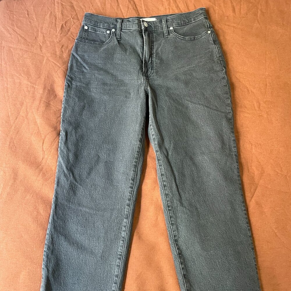 Madewell Perfect Vintage Straight Jean Size 30 Black Raw Hem